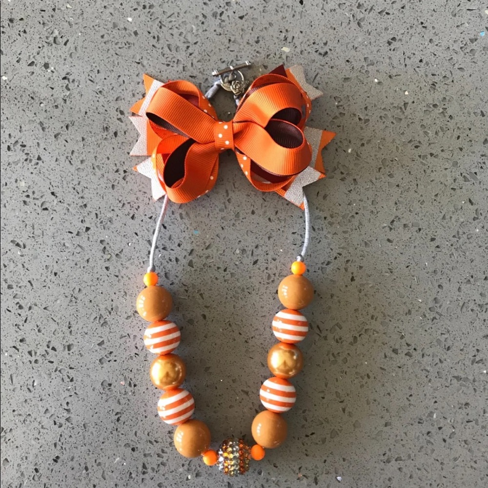 Fall Necklace & Hair bow bundle